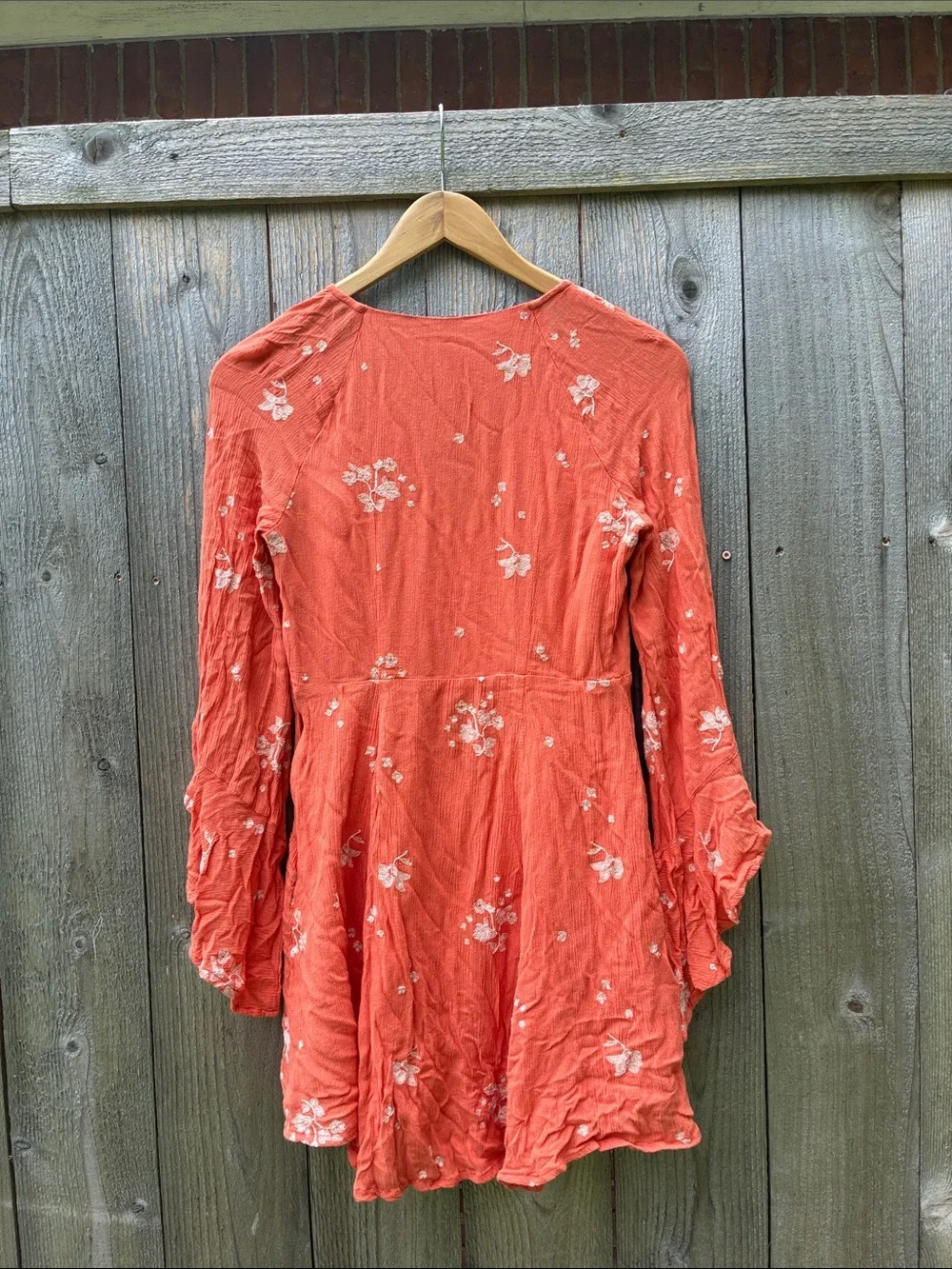 Free People Jasmine Embroidered Mini Dress-Tunic- Papaya Combo
